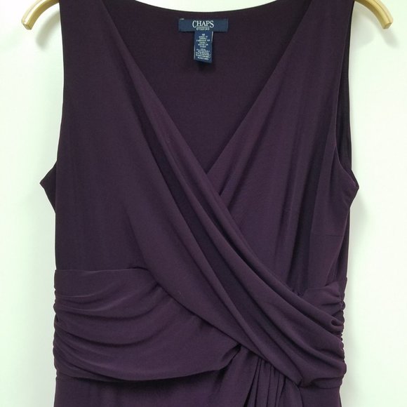 ⭐CHAPS FAUX WRAP FLOOR LENGTH DRESS in Aubergine, size 10⭐ - Picture 1 of 9